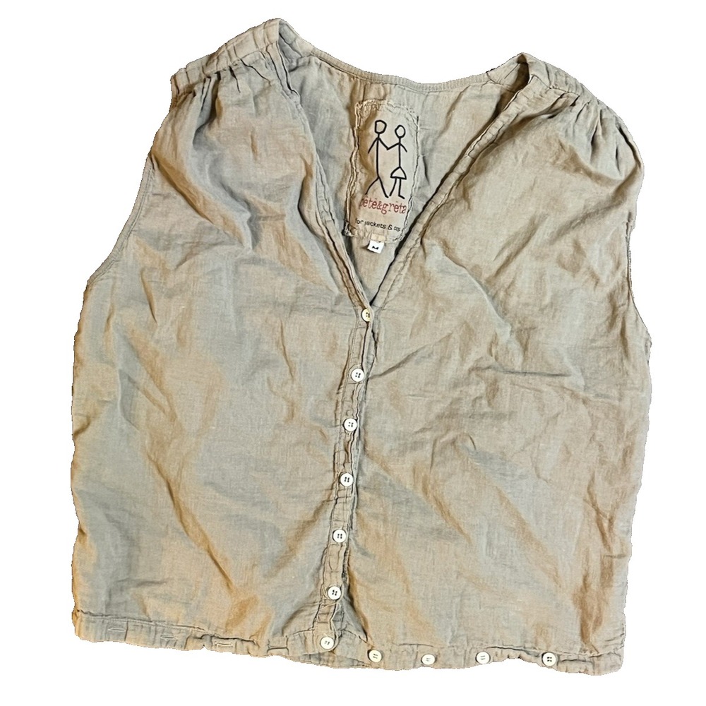 Johnny Was Pete & Greta Sleeveless Semi Crop Top Boho Womens M Light Brown